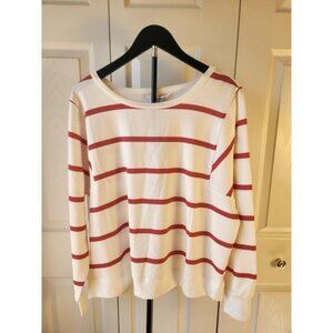 Emily Daniels Womens Large White And Red Striped Sweatshirt Size Large NWT